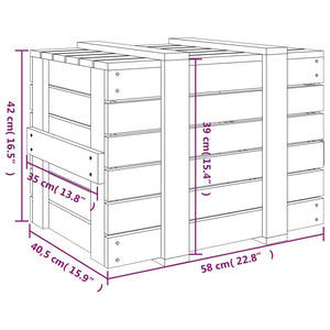 Κουτί Αποθήκευσης Γκρι 58 x 40,5 x 42 εκ. από Μασίφ Ξύλο Πεύκου