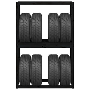 Ραφιέρα Ελαστικών Μαύρη 120x40x180 εκ. από Μασίφ Ξύλο Πεύκου
