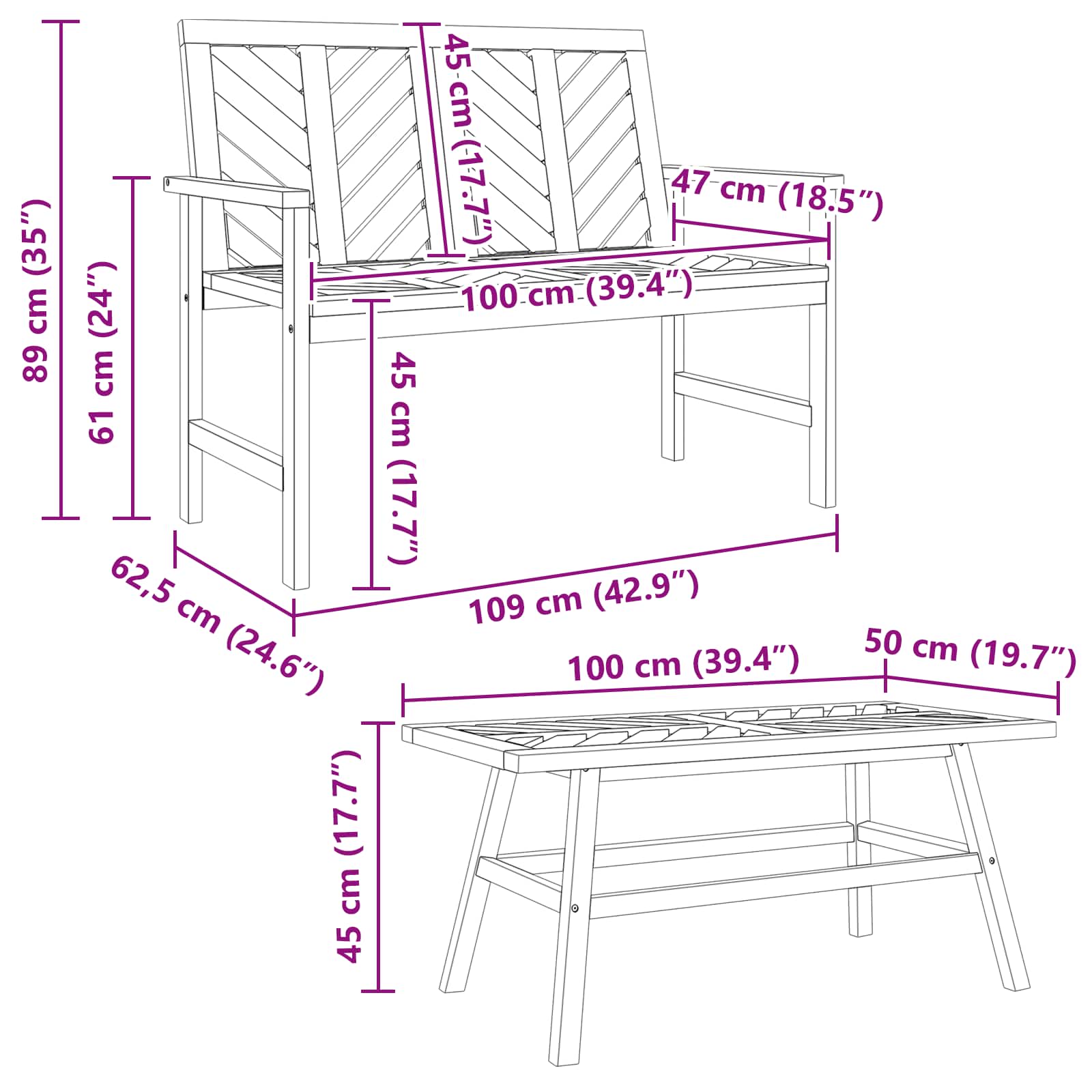 Σετ Ξαπλώστρας Κήπου 3 pcs Καφέ Στερεό Ξύλο Ακακίας