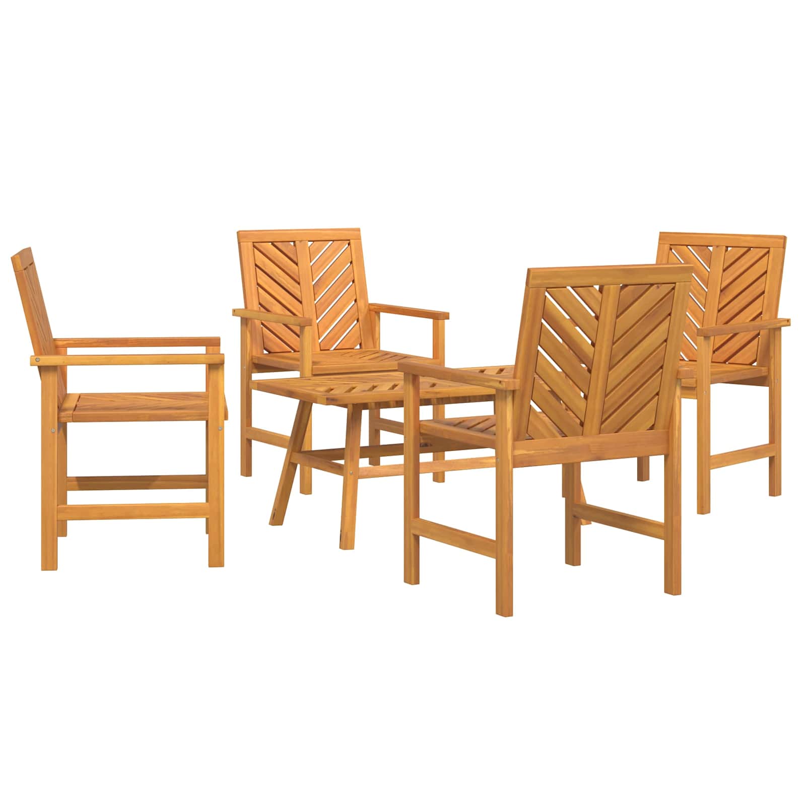 Σετ Ξαπλώστρας Κήπου 5 pcs Καφέ Στερεό Ξύλο Ακακίας