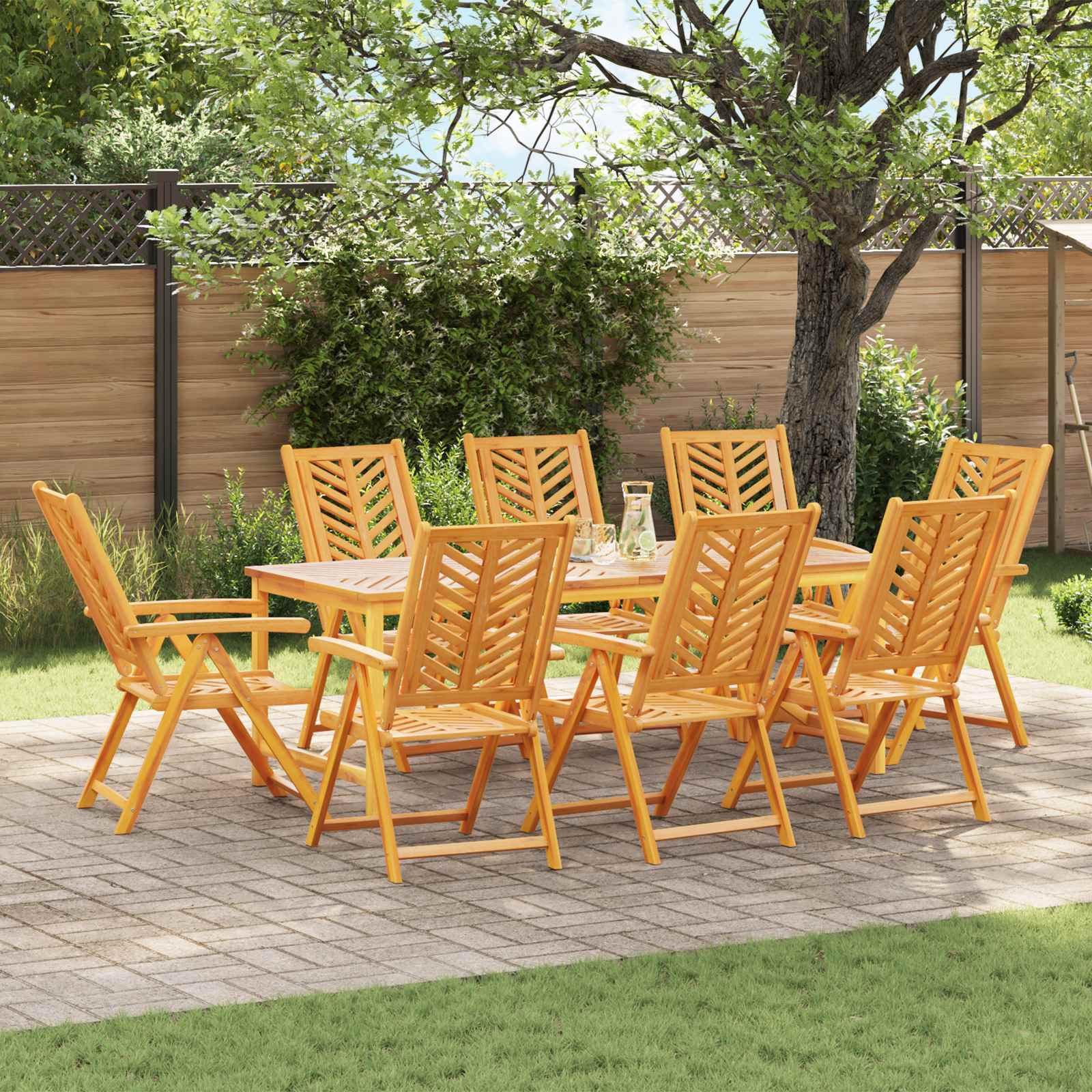 Καρέκλα Κήπου 8 pcs Καφέ 57 x 72 x 109 εκ Στερεό Ξύλο Ακακίας