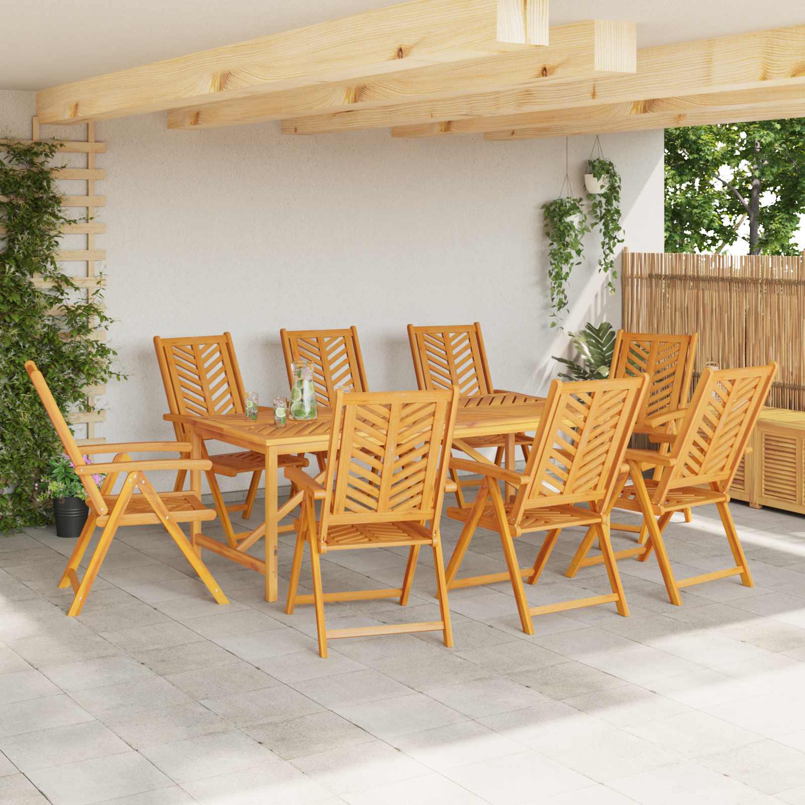 Καρέκλα Κήπου 8 pcs Καφέ 57 x 72 x 109 εκ Στερεό Ξύλο Ακακίας