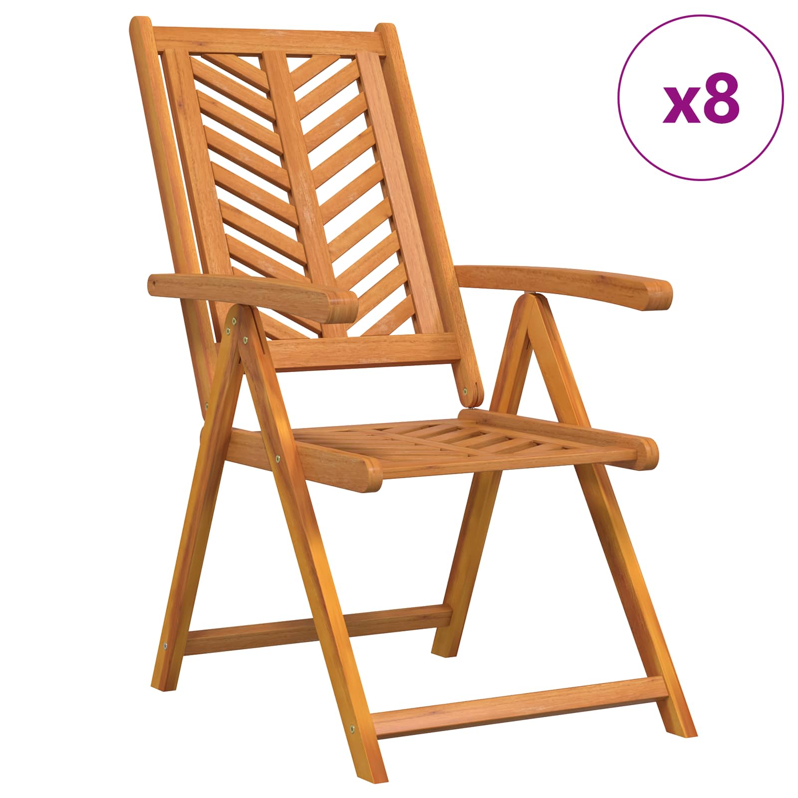 Καρέκλα Κήπου 8 pcs Καφέ 57 x 72 x 109 εκ Στερεό Ξύλο Ακακίας