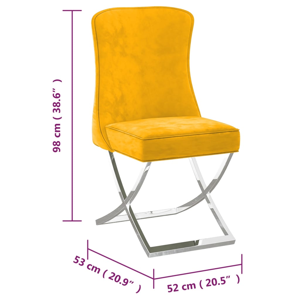 Καρέκλες Τραπεζαρίας 6 τεμ. Κίτρινο Μουσταρδί Βελούδινες