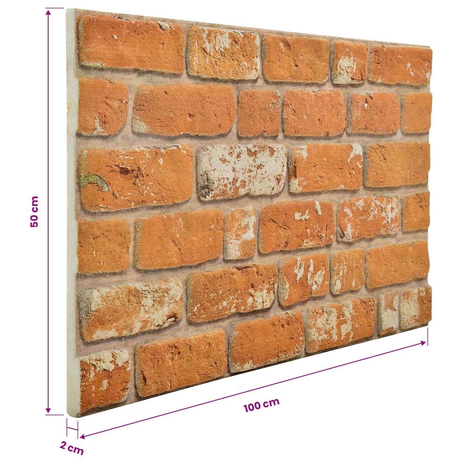 Πάνελ τοίχου 10 pcs Τούβλο 100 x 50 cm Αφρός EPS - Pakobazaar