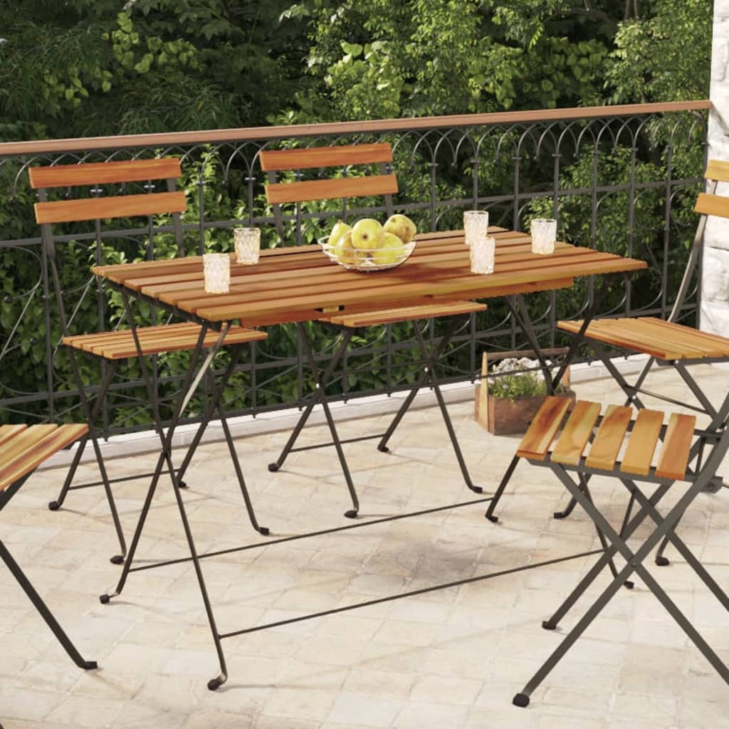 Τραπέζι Bistro Πτυσσόμ. 100x54x71εκ Μασίφ Ξύλο Ακακίας & Ατσάλι
