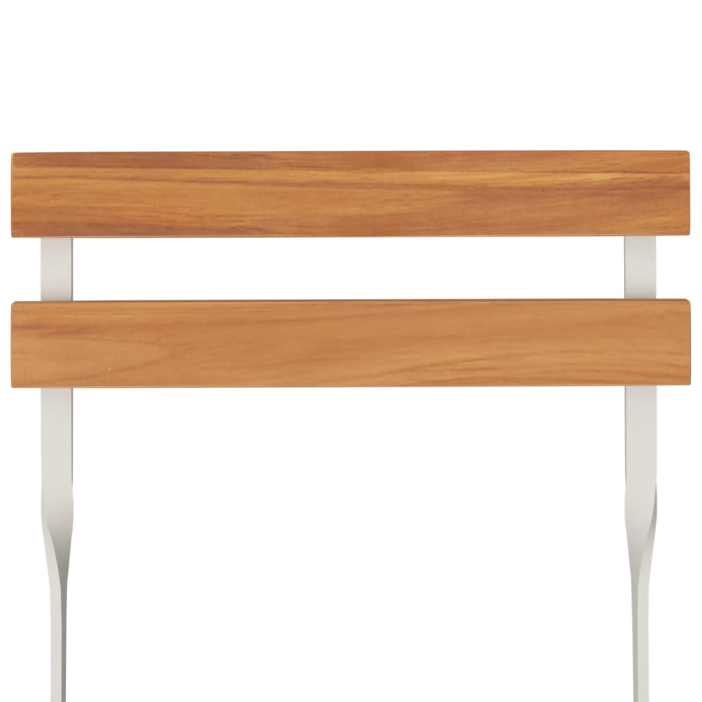 Καρέκλες Bistro Πτυσσόμενες 4 τεμ. Μασίφ Ξύλο Ακακίας + Ατσάλι