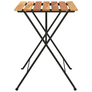 Τραπέζι Bistro Πτυσσόμ. 55x54x71 εκ. Μασίφ Ξύλο Teak & Ατσάλι