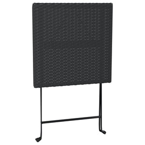 Τραπέζι Bistro Πτυσσόμενο Μαύρο 55x54x71 εκ. Συνθετικό Ρατάν