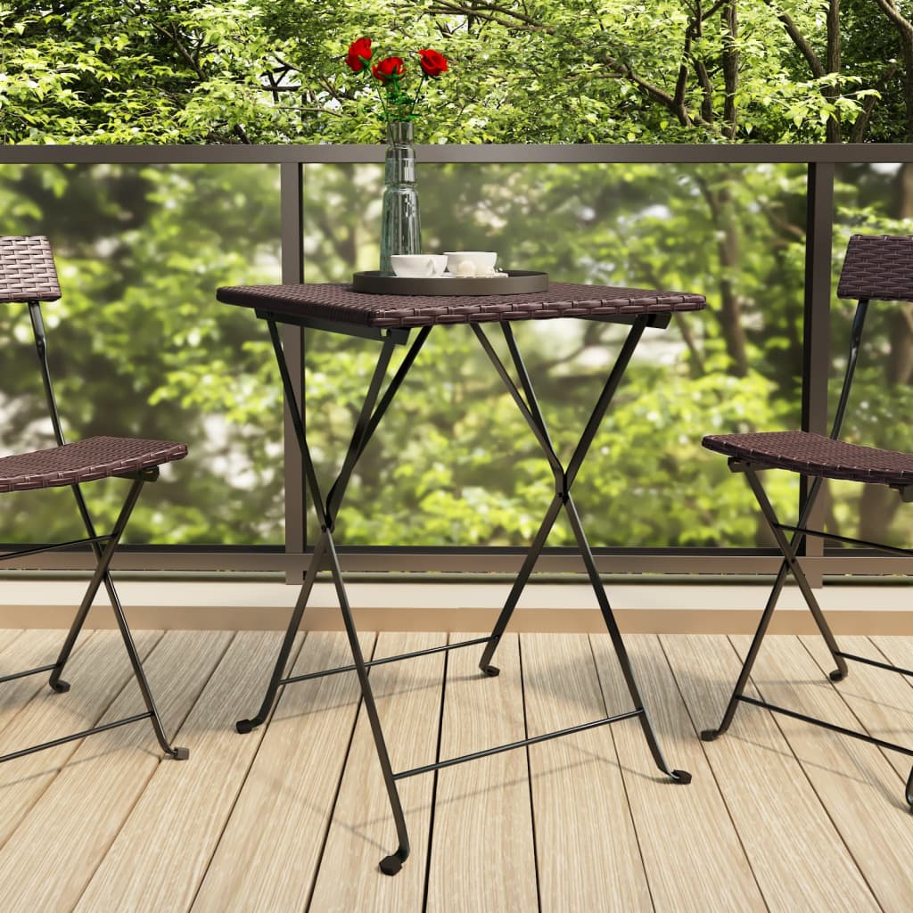 Τραπέζι Bistro Πτυσσόμενο Καφέ 55x54x71 εκ. από Συνθετικό Ρατάν