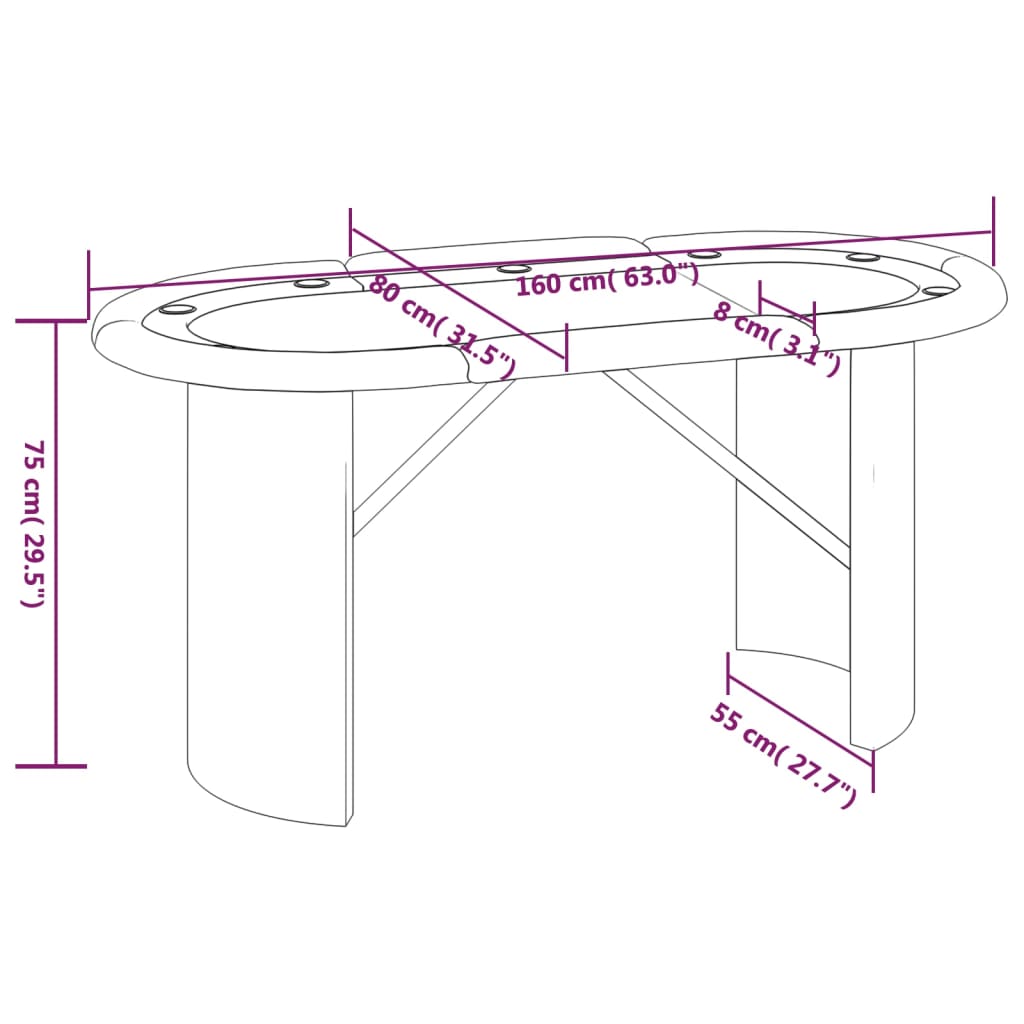 Τραπέζι Πόκερ για 10 Παίκτες Πράσινο 160 x 80 x 75 εκ. - Pakobazaar