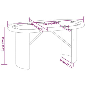 Τραπέζι Πόκερ για 10 Παίκτες Μπλε 160 x 80 x 75 εκ.
