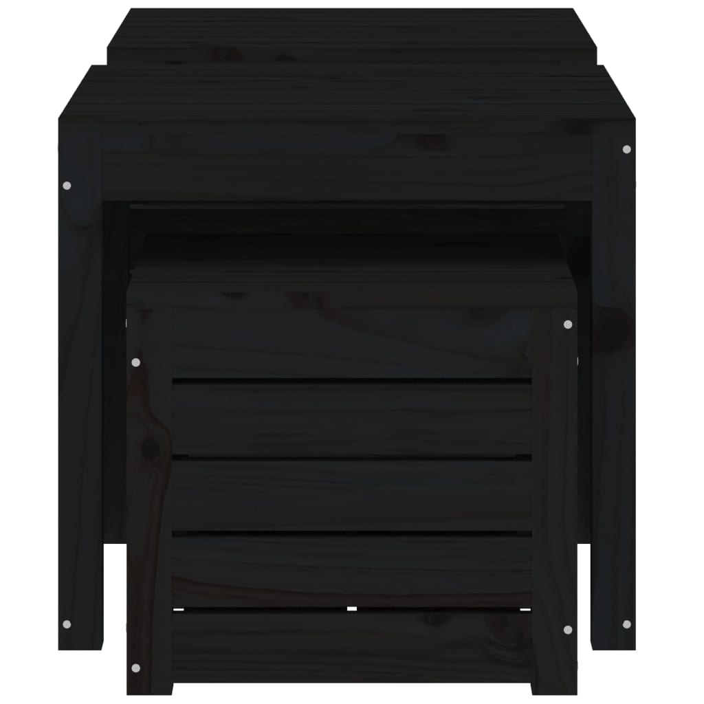 Μπαούλα Κήπου Σετ 3 Τεμαχίων Μαύρα από Μασίφ Ξύλο Πεύκου - Pakobazaar