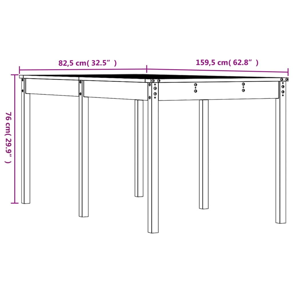 Τραπέζι Κήπου Γκρι 159,5x82,5x76 εκ. από Μασίφ Ξύλο Πεύκου