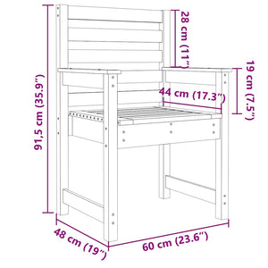 Καρέκλες Κήπου 2 τεμ. Λευκές 60x48x91 εκ. Μασίφ Ξύλο Πεύκου - Pakobazaar