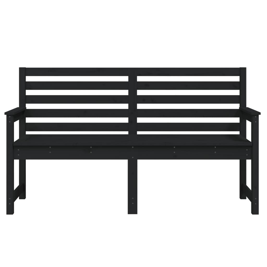 Παγκάκι Κήπου Μαύρο 159,5x48x91,5 εκ. από Μασίφ Ξύλο Πεύκου - Pakobazaar