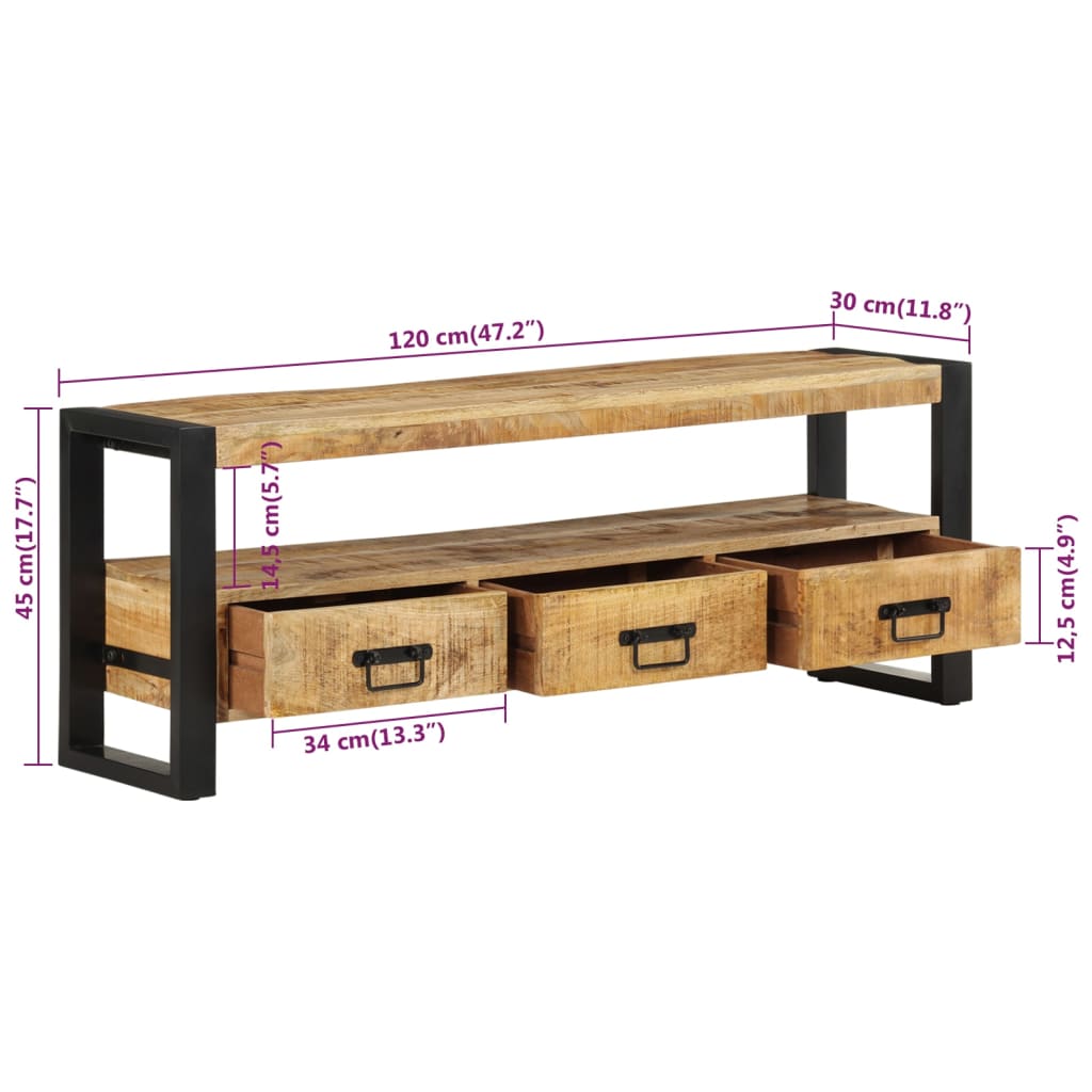 Έπιπλο Τηλεόρασης 120 x 30 x 45 εκ. από Μασίφ Ξύλο Μάνγκο - Pakobazaar