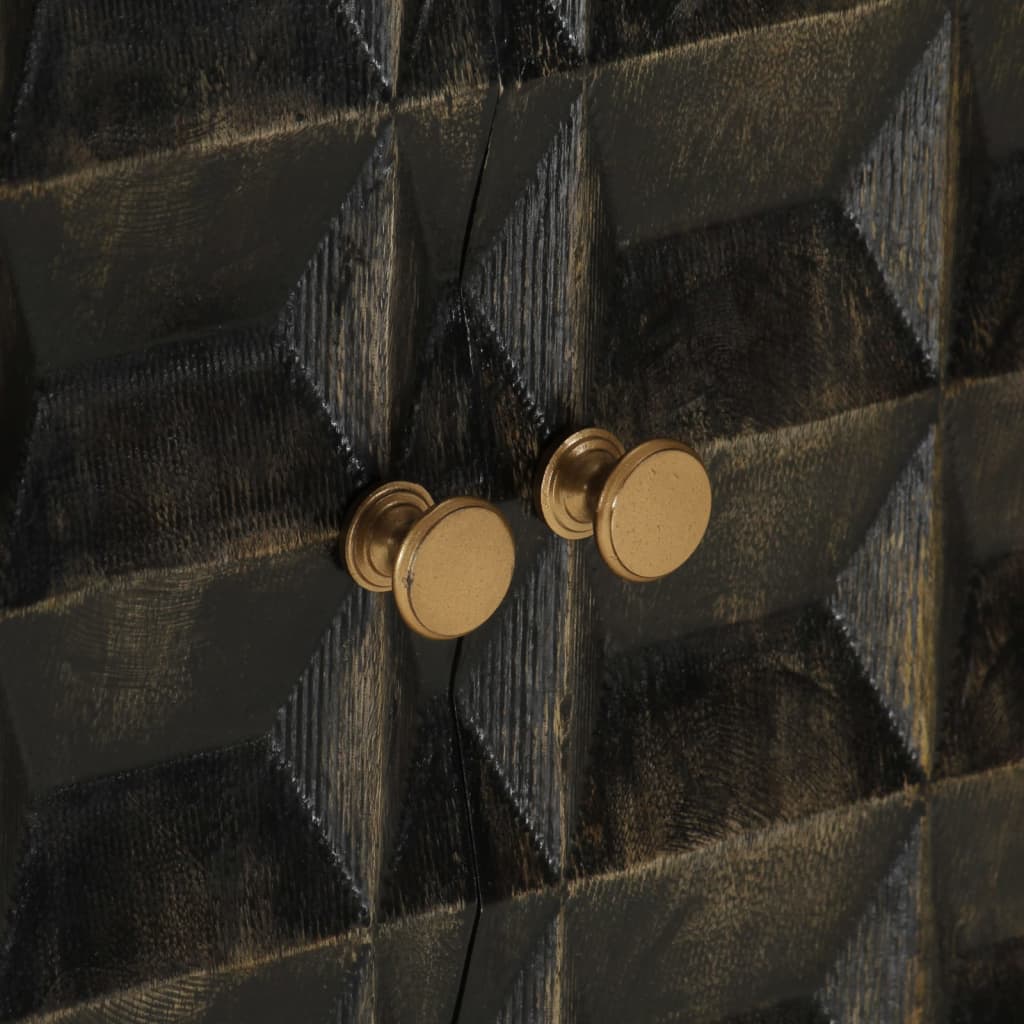 Ντουλάπι Μαύρο 55x34x75 εκ. από Μασίφ Ξύλο Μάνγκο και Σίδηρο