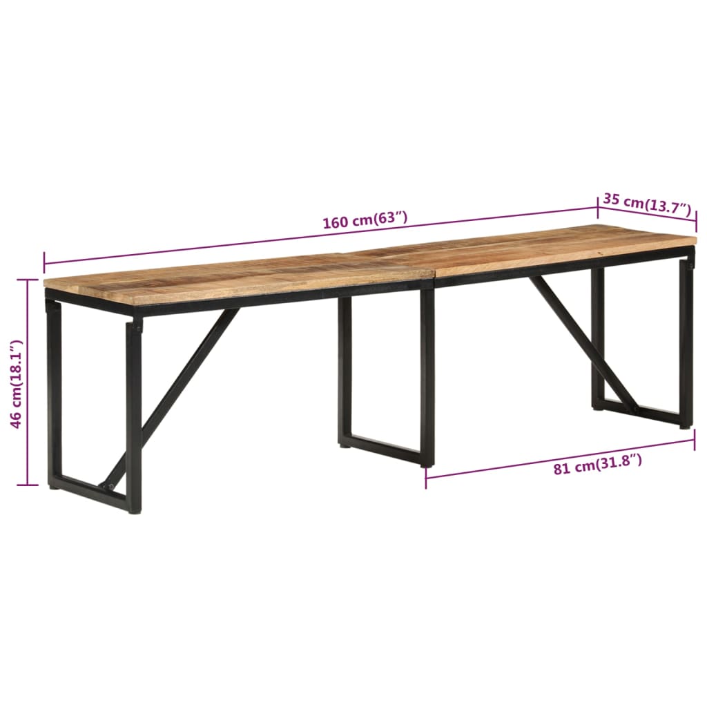 Πάγκος 160 x 35 x 46 εκ. από Μασίφ Ξύλο Μάνγκο