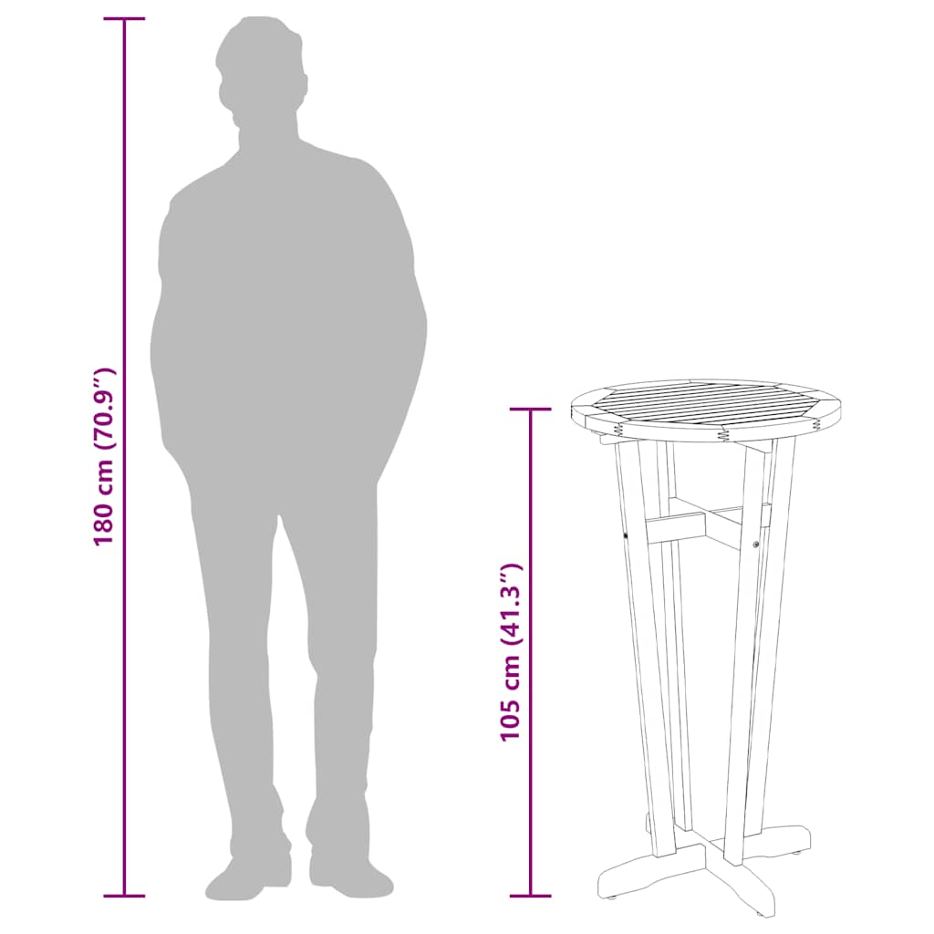 Τραπέζι Μπαρ Κήπου Ø60x105 εκ. από Μασίφ Ξύλο Ακακίας