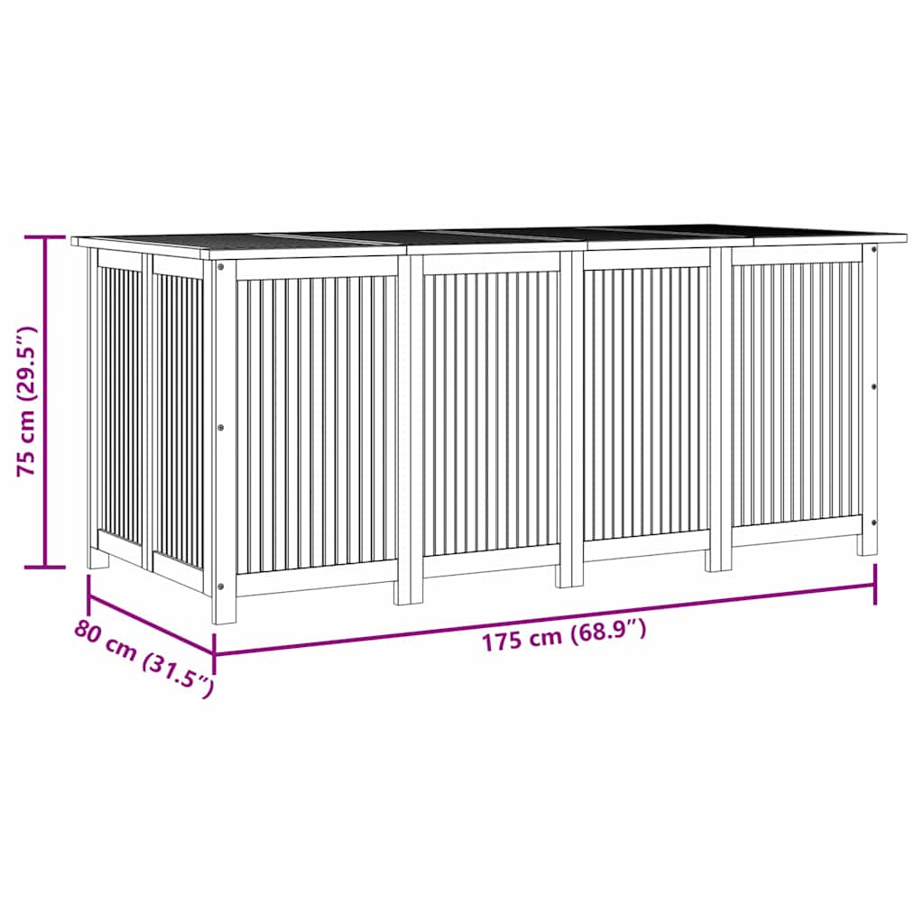 Μπαούλο Αποθήκευσης Κήπου 175x80x75 εκ. από Μασίφ Ξύλο Ακακίας