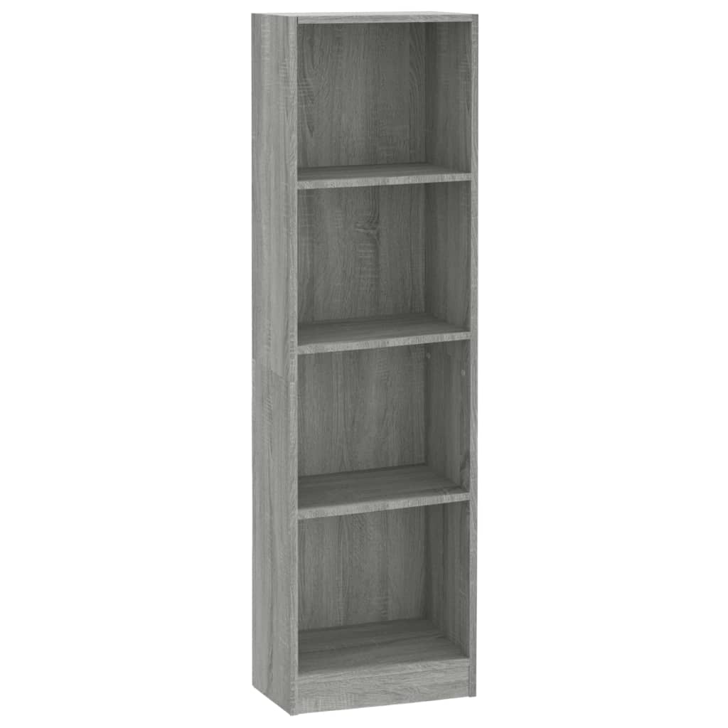 Βιβλιοθήκη με 4 Ράφια Γκρι Sonoma 40x24x143 εκ. Επεξεργ. Ξύλο - Pakobazaar