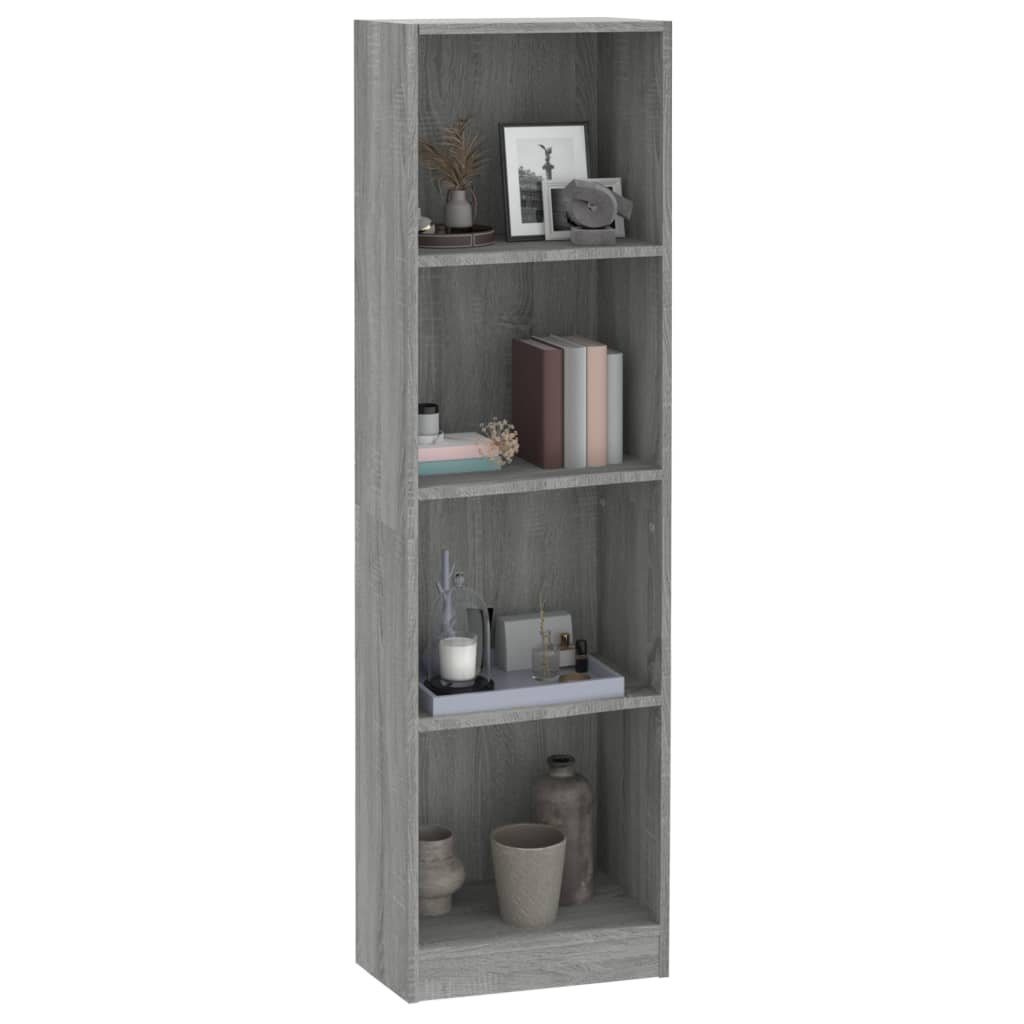 Βιβλιοθήκη με 4 Ράφια Γκρι Sonoma 40x24x143 εκ. Επεξεργ. Ξύλο - Pakobazaar