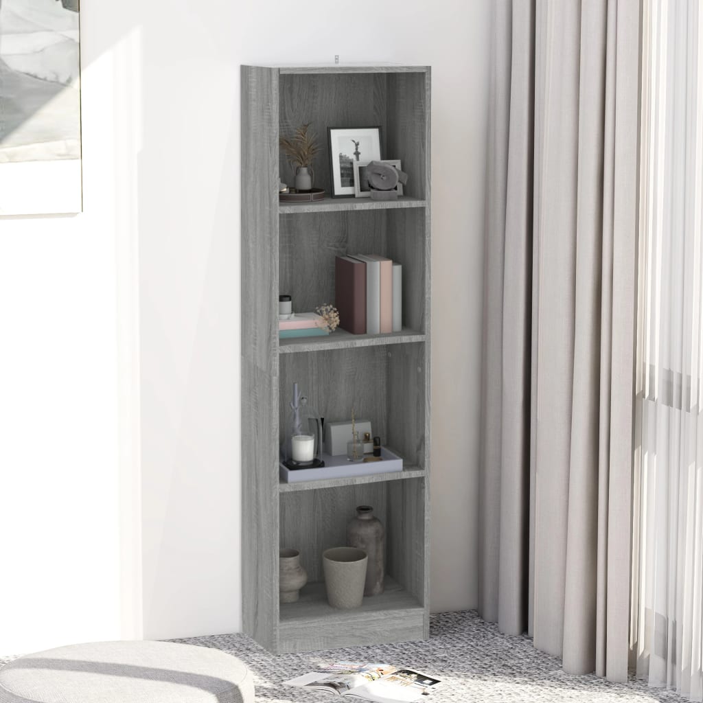 Βιβλιοθήκη με 4 Ράφια Γκρι Sonoma 40x24x143 εκ. Επεξεργ. Ξύλο - Pakobazaar