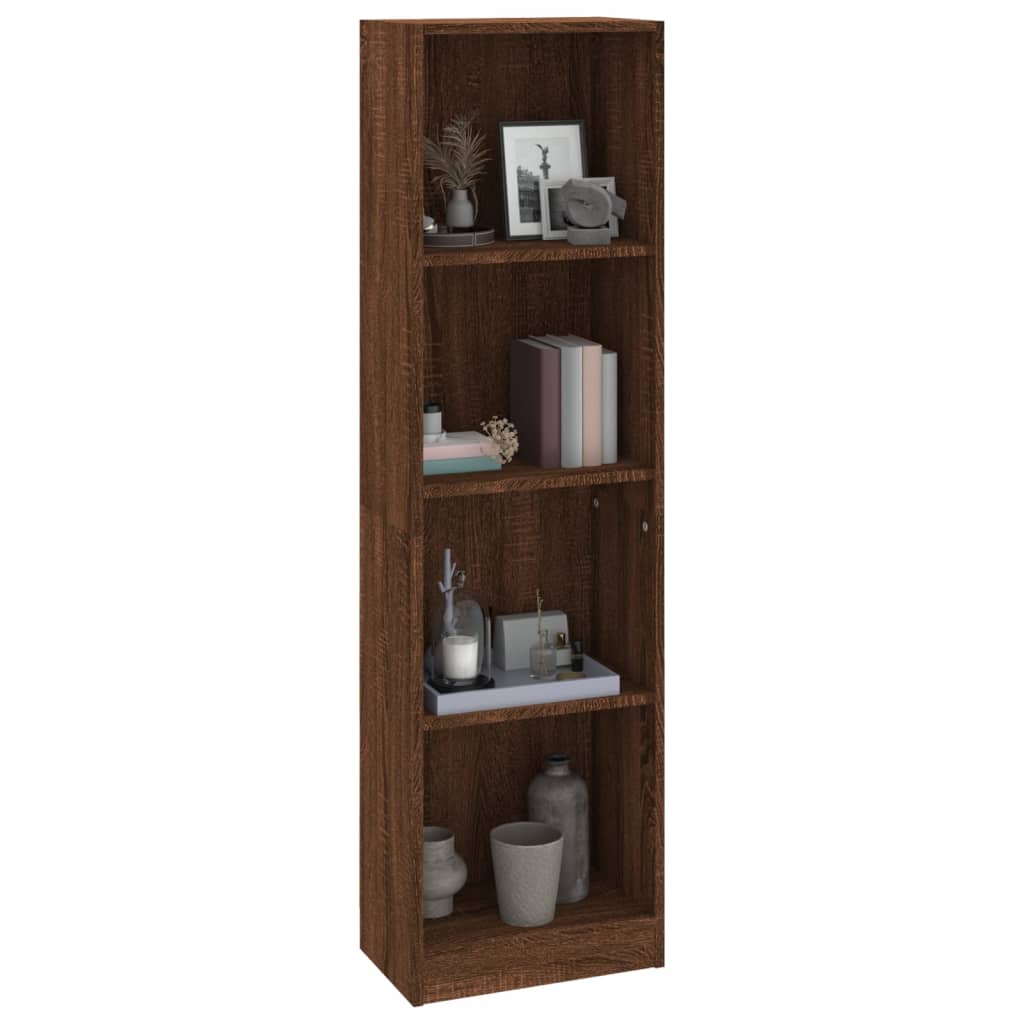 Βιβλιοθήκη με 4 Ράφια Καφέ Δρυς 40x24x143 εκ. Επεξεργ. Ξύλο - Pakobazaar
