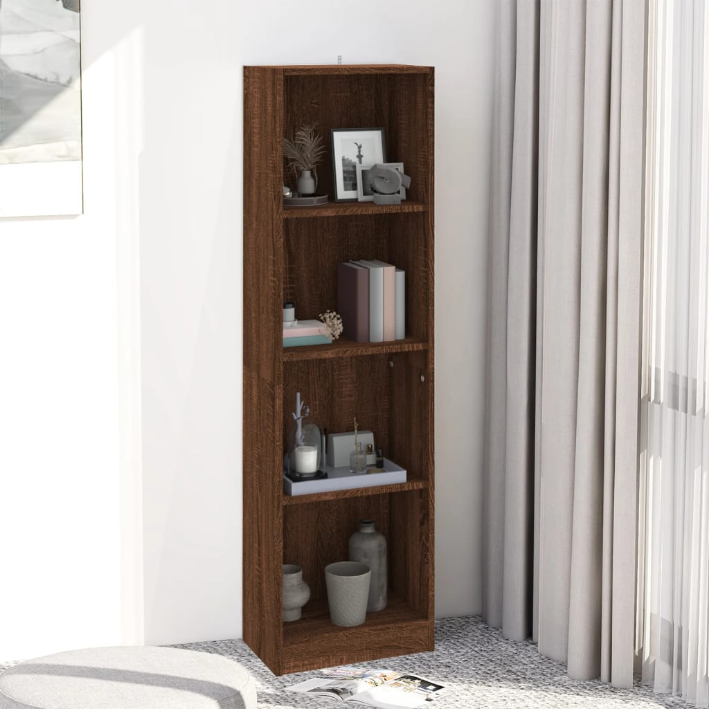 Βιβλιοθήκη με 4 Ράφια Καφέ Δρυς 40x24x143 εκ. Επεξεργ. Ξύλο - Pakobazaar