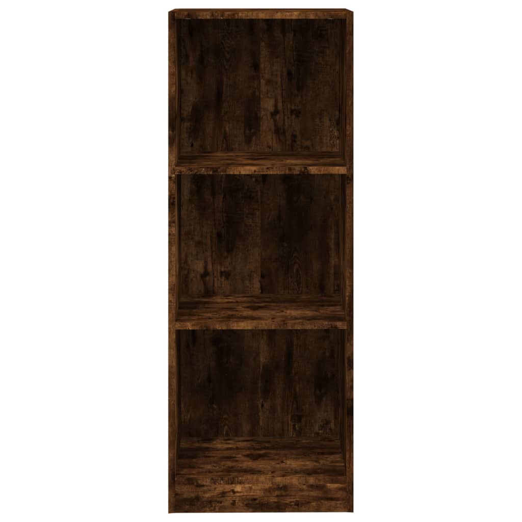Βιβλιοθήκη με 3 Ράφια Καπνιστή Δρυς 40x24x109 εκ. Επεξεργ. Ξύλο