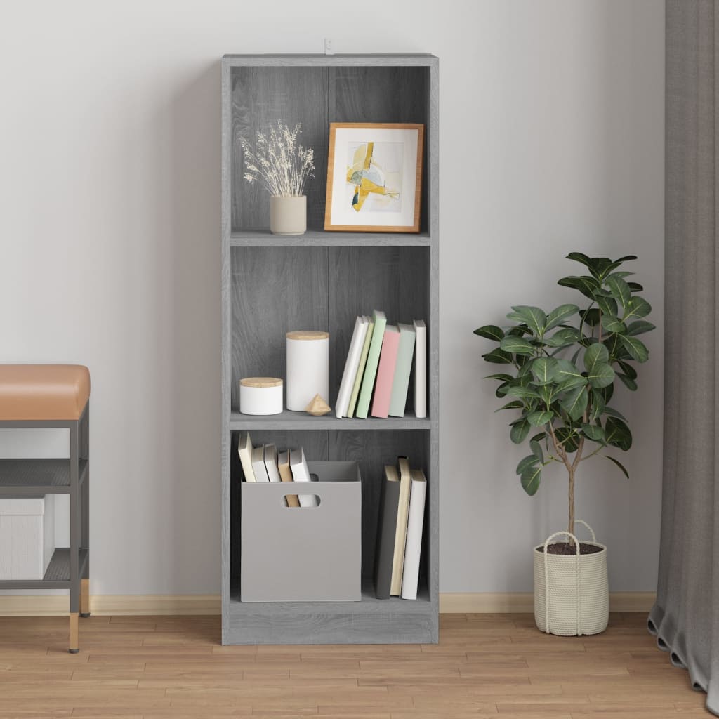Βιβλιοθήκη με 3 Ράφια Γκρι Sonoma 40x24x109 εκ. Επεξεργ. Ξύλο - Pakobazaar