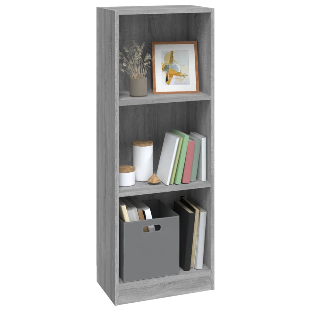 Βιβλιοθήκη με 3 Ράφια Γκρι Sonoma 40x24x109 εκ. Επεξεργ. Ξύλο - Pakobazaar