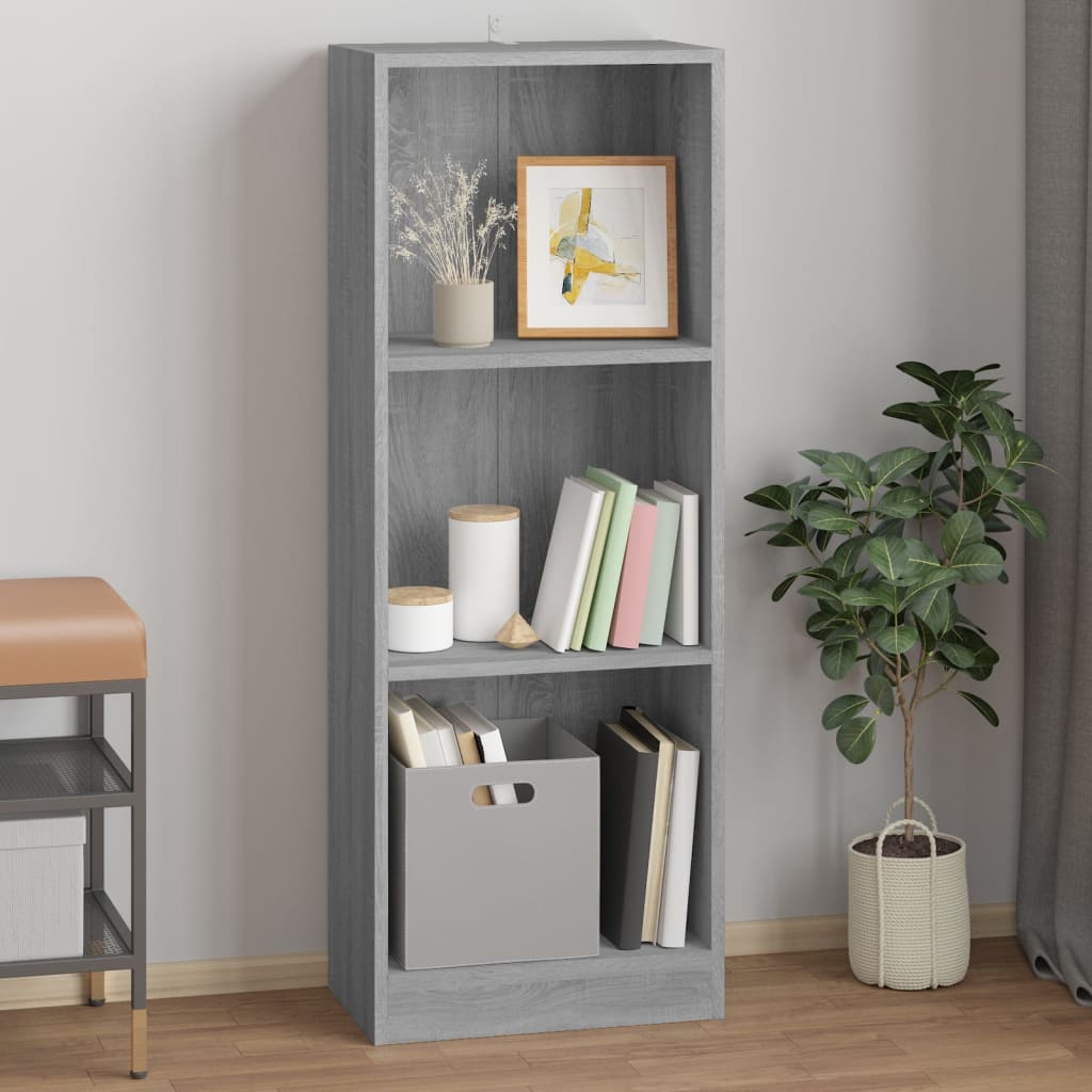 Βιβλιοθήκη με 3 Ράφια Γκρι Sonoma 40x24x109 εκ. Επεξεργ. Ξύλο - Pakobazaar