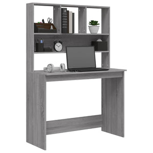 Γραφείο με Ράφια Γκρι Sonoma 102x45x148 εκ. Επεξεργασμένο Ξύλο - Pakobazaar