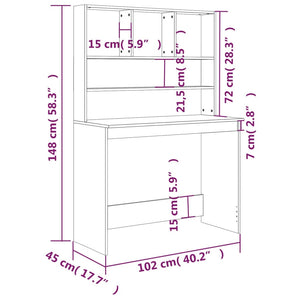 Γραφείο με Ράφια Γκρι Sonoma 102x45x148 εκ. Επεξεργασμένο Ξύλο - Pakobazaar