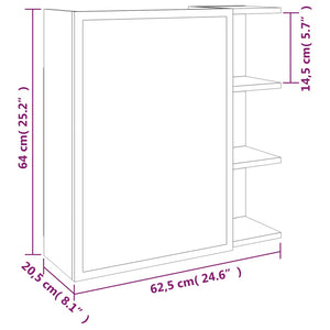 Ντουλάπι Μπάνιου με Καθρέφτη Καπν. Δρυς 62,5x20,5x64εκ Επ. Ξύλο - Pakobazaar