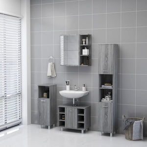 Ντουλάπι Καθρέπτης Μπάνιου Γκρι Sonoma 62,5x20,5x64 εκ Επ. Ξύλο