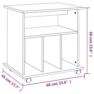 Ντουλάπι Με Ροδάκια Καπνιστή Δρυς 60 x 45 x 60 εκ. Επεξ. Ξύλο