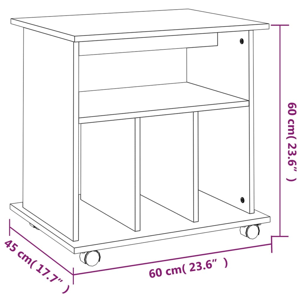 Ντουλάπι Με Ροδάκια Καφέ Δρυς 60x45x60 εκ. Επεξεργασμένο Ξύλο