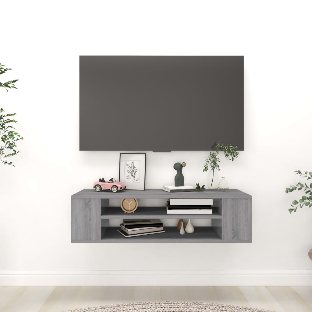 Έπιπλο Τηλεόρασης Κρεμαστό Γκρι Sonoma 100x30x26,5εκ Επεξ. Ξύλο - Pakobazaar