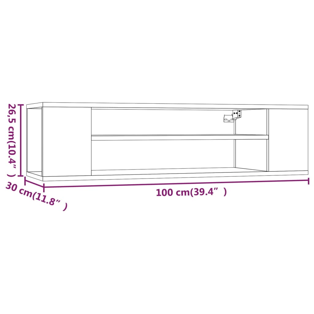 Κρεμαστό Ντουλάπι Τηλεόρασης Καφέ Δρυς 100x30x26,5εκ Επεξ. Ξύλο