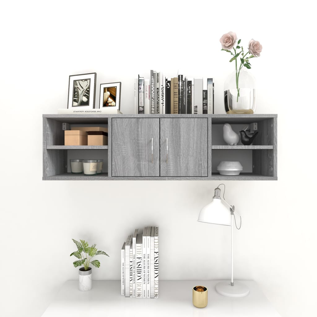 Ραφιέρα Τοίχου Γκρι Sonoma 102x30x29 εκ. Επεξεργασμένο Ξύλο - Pakobazaar