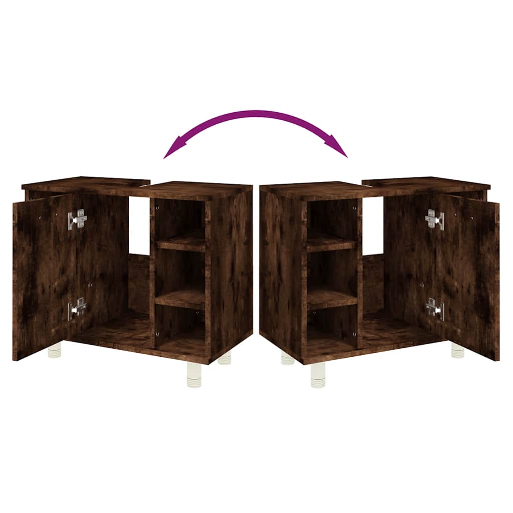 Ντουλάπι Μπάνιου Καπνιστή Δρυς 60x32x53,5 εκ Επεξεργασμένο Ξύλο - Pakobazaar