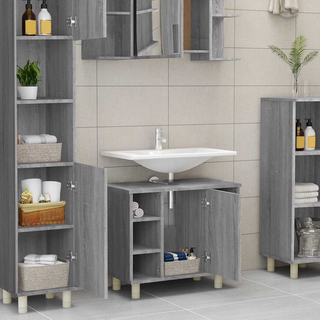 Ντουλάπι Μπάνιου Γκρι Sonoma 60x32x53,5 εκ. Επεξεργασμένο Ξύλο - Pakobazaar
