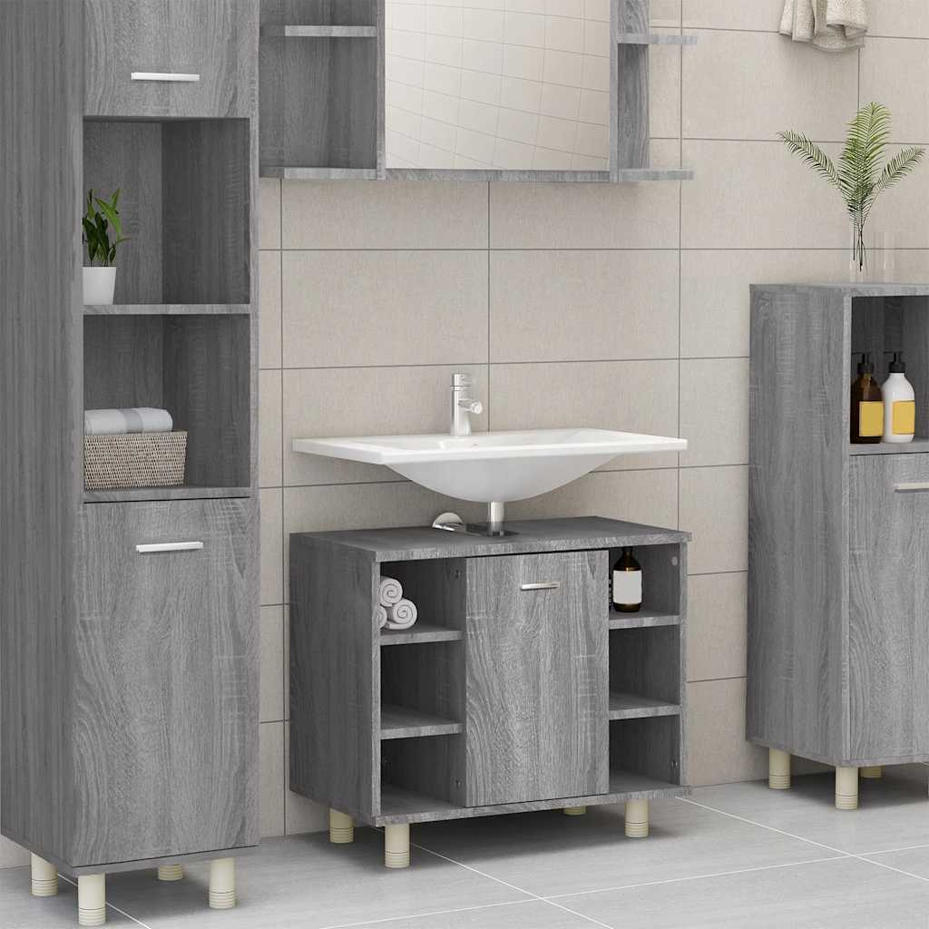 Ντουλάπι Μπάνιου Γκρι Sonoma 60x32x53,5 εκ. Επεξεργασμένο Ξύλο - Pakobazaar