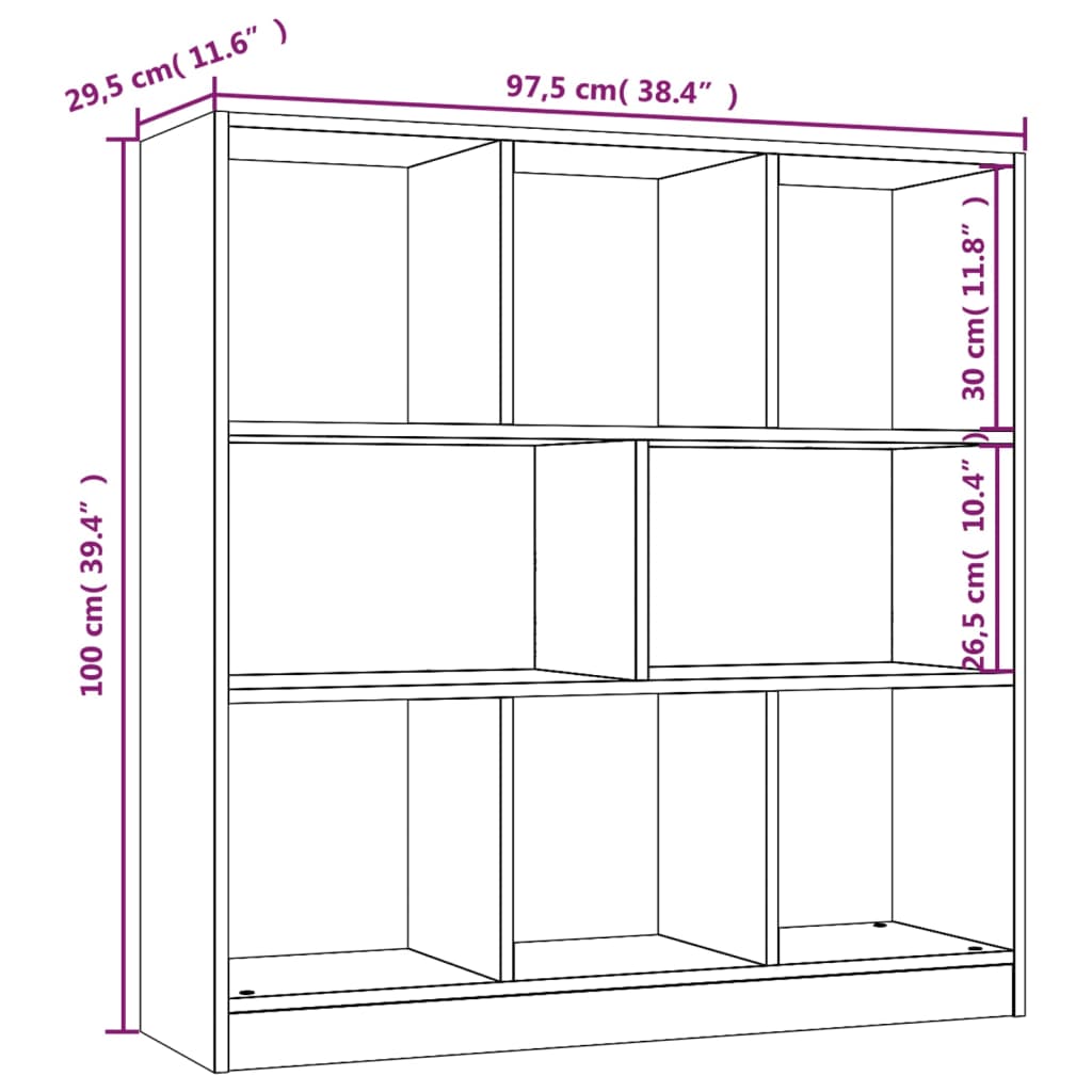 Βιβλιοθήκη Γκρι Sonoma 97,5x29,5x100 εκ. από Επεξεργασμένο Ξύλο - Pakobazaar