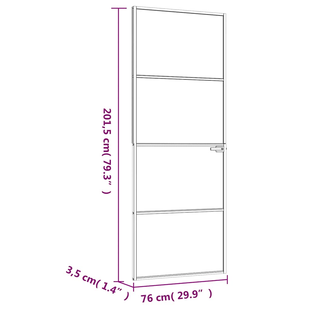 Εσωτερική Πόρτα Λευκή 76x201,5 εκ. Ψημένο Γυαλί&Λεπτό Αλουμίνιο - PAKOBAZAAR