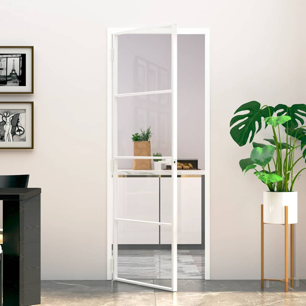 Εσωτερική Πόρτα Λευκή 76x201,5 εκ. Ψημένο Γυαλί&Λεπτό Αλουμίνιο - PAKOBAZAAR