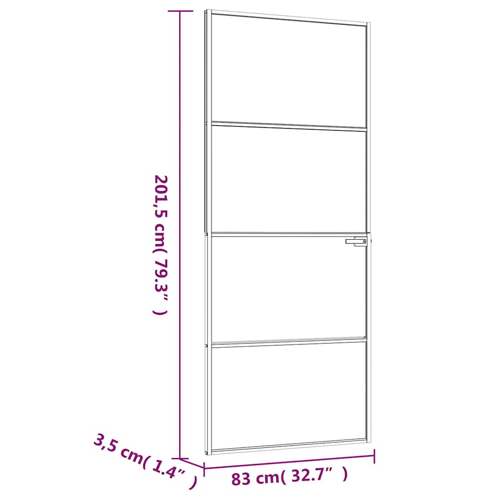 Εσωτερική Πόρτα Λευκή 83x201,5 εκ. Ψημένο Γυαλί&Λεπτό Αλουμίνιο - PAKOBAZAAR